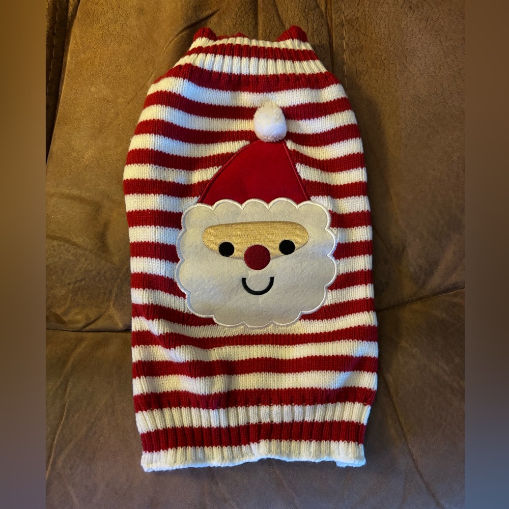 Pet Santa Christmas sweater Red and White striped size Medium